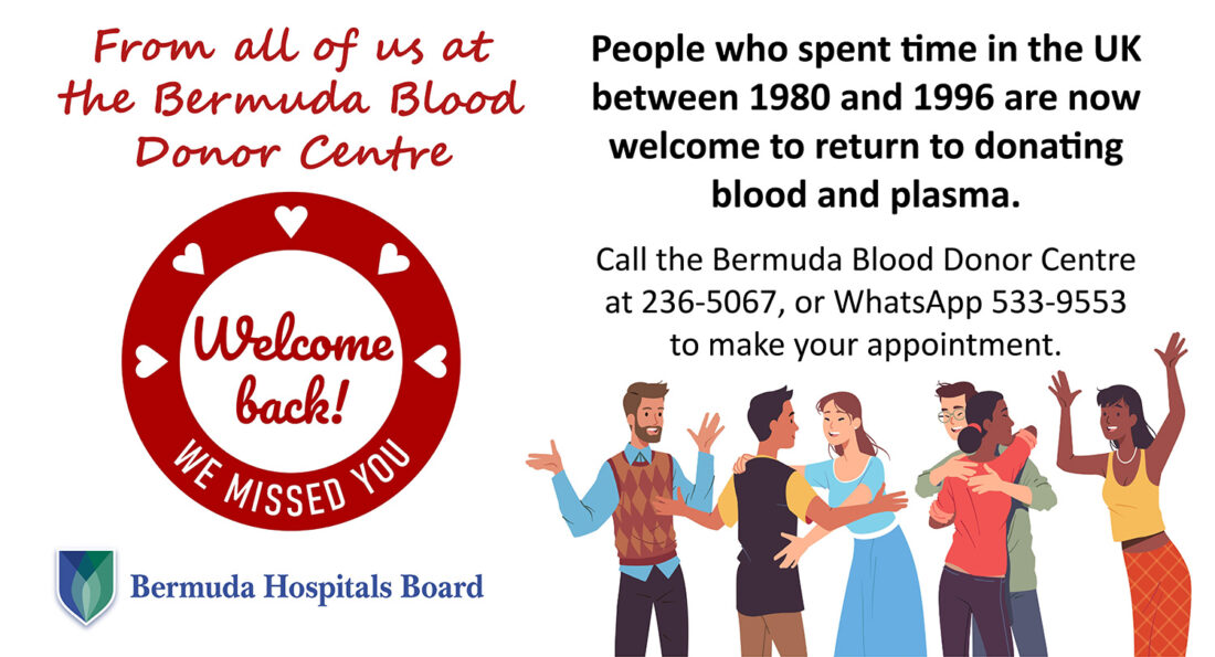 Social media post welcoming back UK blood donors